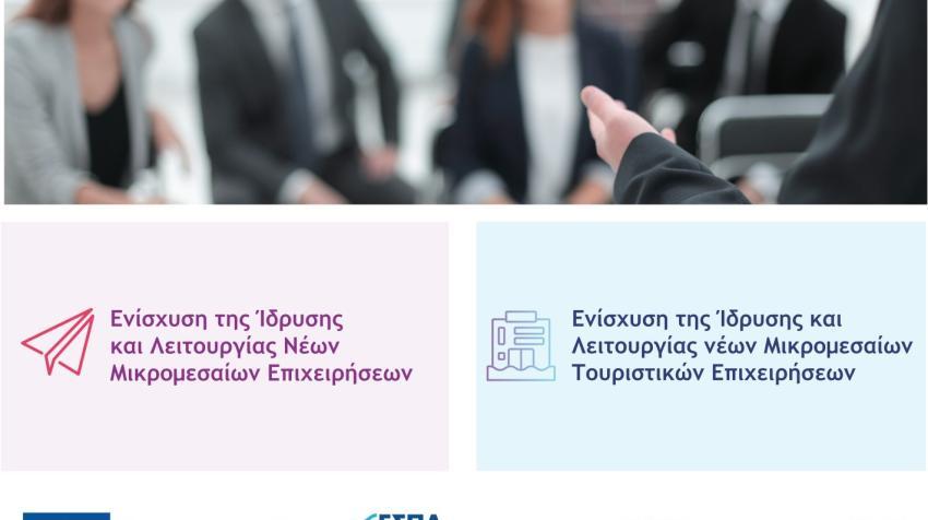 14/2 Παρουσίαση προγραμμάτων: Ενίσχυση Ίδρυσης & Λειτουργίας νέων ΜμΕ & νέων τουριστικών ΜμΕ